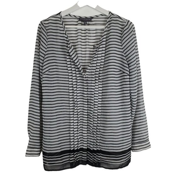 A Pea in the Pod‎ Small Maternity Button up Sheer Blouse Long Sleeve Stripes - Picture 1 of 5